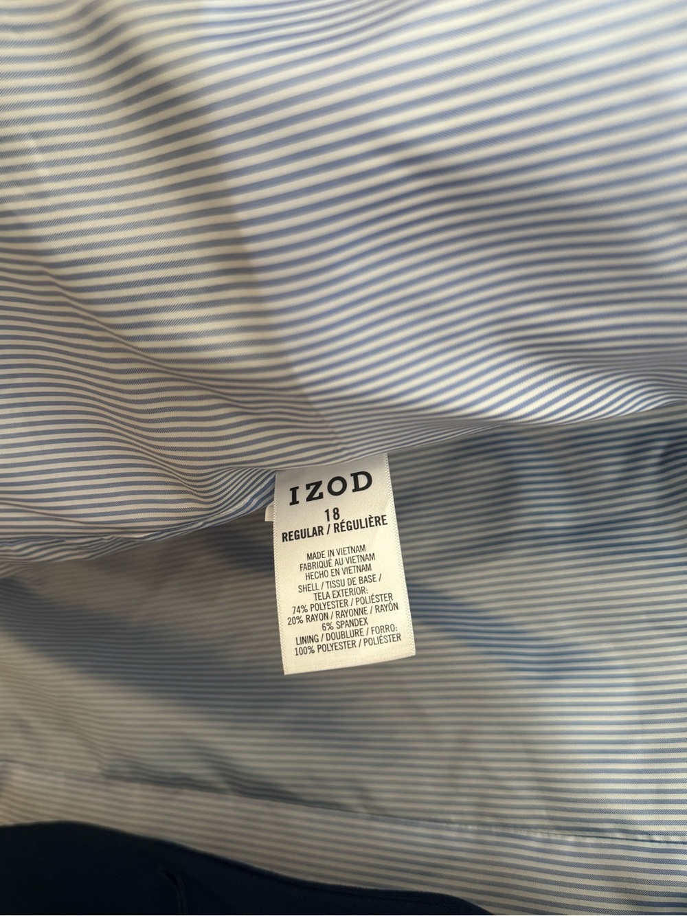 IZOD Boys Navy Blue Stretch Blazer Size 18 NWT Bank Blue Formal Suit Jacket - Picture 6 of 6